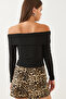 Women's Black Madonna Collar Ribbed Button Detailed Blouse 60351007 - 2