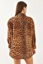 Women's Brown Leopard Patterned Oversize Basic Shirt 60351003 - 5