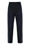 Navy Blue High Waist Pleated Relaxed Fit Baggy Men's Pants - 5