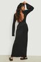 Black Boat Neck Back Detailed Maxi Long Dress MG1993 - 4