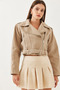 Women's Beige Gabardine Biker Jacket 2436 60351027 - 2