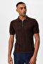 Polo Collar Zippered Knitted Men's T-Shirt - 5