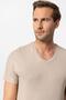 Dark Beige Basic V-Neck Men's T-Shirt - 4
