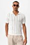 Polo Collar Zippered Knitted Men's T-Shirt - 4