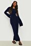 Navy Blue Boat Neck Back Detailed Maxi Long Dress MG1993 - 2