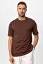 Dark Brown Crew Neck Basic T-Shirt - 4