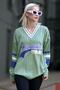 Mint Green V-Neck Embroidered Women's Sweater MG1279 - 2