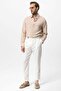 Beige Hidden Button Linen Blended Men's Shirt - 3