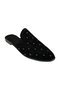 Suede Pointed Toe Stone Design Women's Slippers Black - Gold - 6
