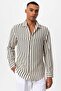 Black Striped Knitted Long Sleeve Men's Shirt