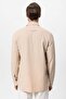 Beige Hidden Button Linen Blended Men's Shirt - 6