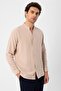 Beige Judge Collar Long Sleeve Men's Shirt
