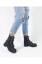 Black Lace-Up Zippered Women's Boots