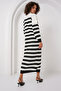 15898 Striped Long Knitwear Dress - White - 5
