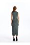 Lcw Vision Dark Green Stand Collar Women's Dress - 5