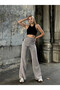 Women's Gray High Waist Belt Detailed Spanish Flare Pants Hzl25W-Zk11481 - 3