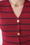 Women's Gold Buttoned Standard Fit Striped Textured Knitwear Vest Red-Navy Blue 25W3010 - 6