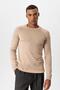 Beige Crew Neck Slim Fit Knitwear Sweater