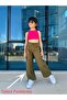 Miniğimin Cicileri Parachute Girls' Elasticated Trousers with Cargo Pockets - Khaki - 2