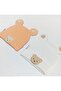 Cotton striped knitted baby beanie with bear sticker