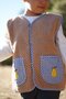 Pear Embroidered Brown Teddy Baby Kids Vest