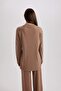 Regular Fit Half Turtleneck Soft Furry Softshell Long Sleeve Tunic Beige - 6