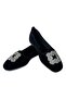 Women's Stoned Buckle Suede Ballerinas BLACK - SMOKE - 5