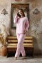 Women's Front Buttoned Long Sleeve Fleece Plush Winter Warm Pajamas Set - 2