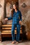Women's Front Buttoned Long Sleeve Fleece Plush Winter Warm Pajamas Set