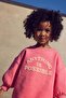 Girl's pink fuzzy slogan winter 3-thread cotton sweatshirt and heart-legging set - 3