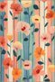 Paris Collection Pastel Themed Modern Decorative Carpet with Multicolored Striped Detail and Floral Pattern 145 - 3