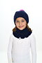 Girl's Beret Neck Collar Suit Thessaloniki Braided 4-10 Years Old Single Pompom