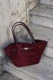 Women's Suede Leather Claret Red Bag with Drawstring and Belt Detail - 6