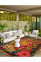 Paris Collection Salmon Color Themed Flowers and Bird Patterned Modern Decorative Carpet 151 - 2