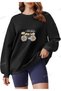 Printed Sweatshirt Black Large Sizes - 5