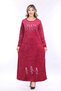 Women's Long Sleeve Velvet Dress - 7