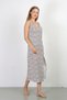 Fashionable Line-Strap Long Slit Combed Cotton Nightgown 90129 White - 5