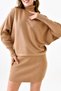 Women's Hand-Interlocking Turtleneck Design Camel Sweater and High Waist Camel Knitwear Skirt Two-Piece Set 075 - 2