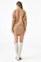 Women's Hand-Interlocking Turtleneck Design Camel Sweater and High Waist Camel Knitwear Skirt Two-Piece Set 075 - 3