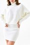 Women's Hand-Interlocking Turtleneck Design Ecru Sweater and High Waist Ecru Knitwear Skirt Two-Piece Set 075 - 2