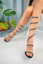 Women's Stoned Spiral Snake Model Heeled Shoes - 6