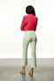 Women's Aqua Green Plaid Woven Trousers - 4