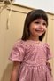 Dried Rose Flower Detailed Glittery Polka Dot Balloon Sleeve Girl's Baby Girl Dress - 4