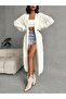 Standard Size Cherry Patterned Cotton Women's Knitwear Long Cardigan - 5