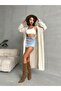 Standard Size Cherry Patterned Cotton Women's Knitwear Long Cardigan - 6