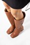Tan Leather Long Zippered Boots - 3