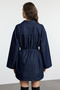 Koyu Mavi Oversize Bağlamalı Denim Gömlek TWOAW25GO00082 - 5