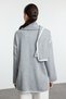 Gray Soft Textured Wide Fit Scarf Beard Detailed Knitwear Cardigan Twoaw25Hi00006 - 5