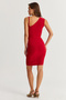Women's Red Draped Midi Dress Elt155 - 2