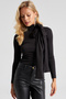 Black Bow Detailed Women's Blouse - Mey2670 - 4